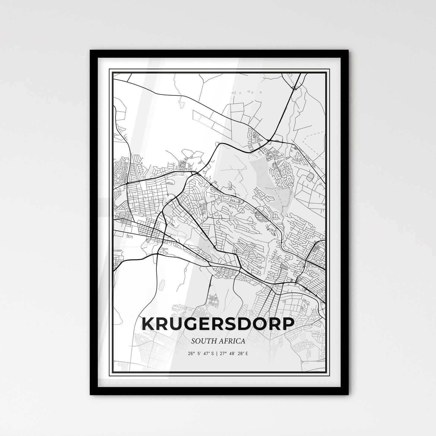 Krugersdorp South Africa - Scandinavian Style City Map for Modern Home Decor