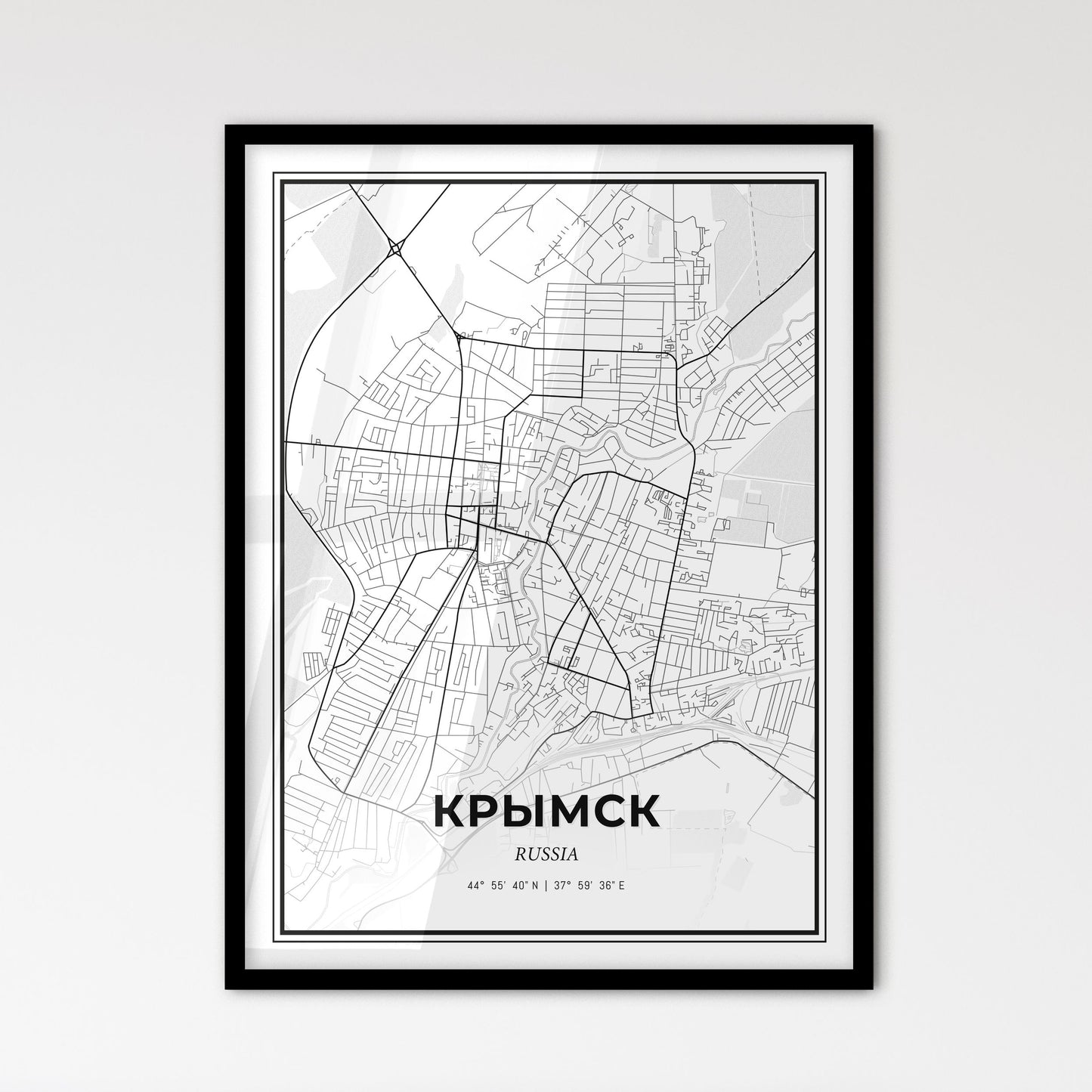 Krymsk Russia - Scandinavian Style City Map for Modern Home Decor