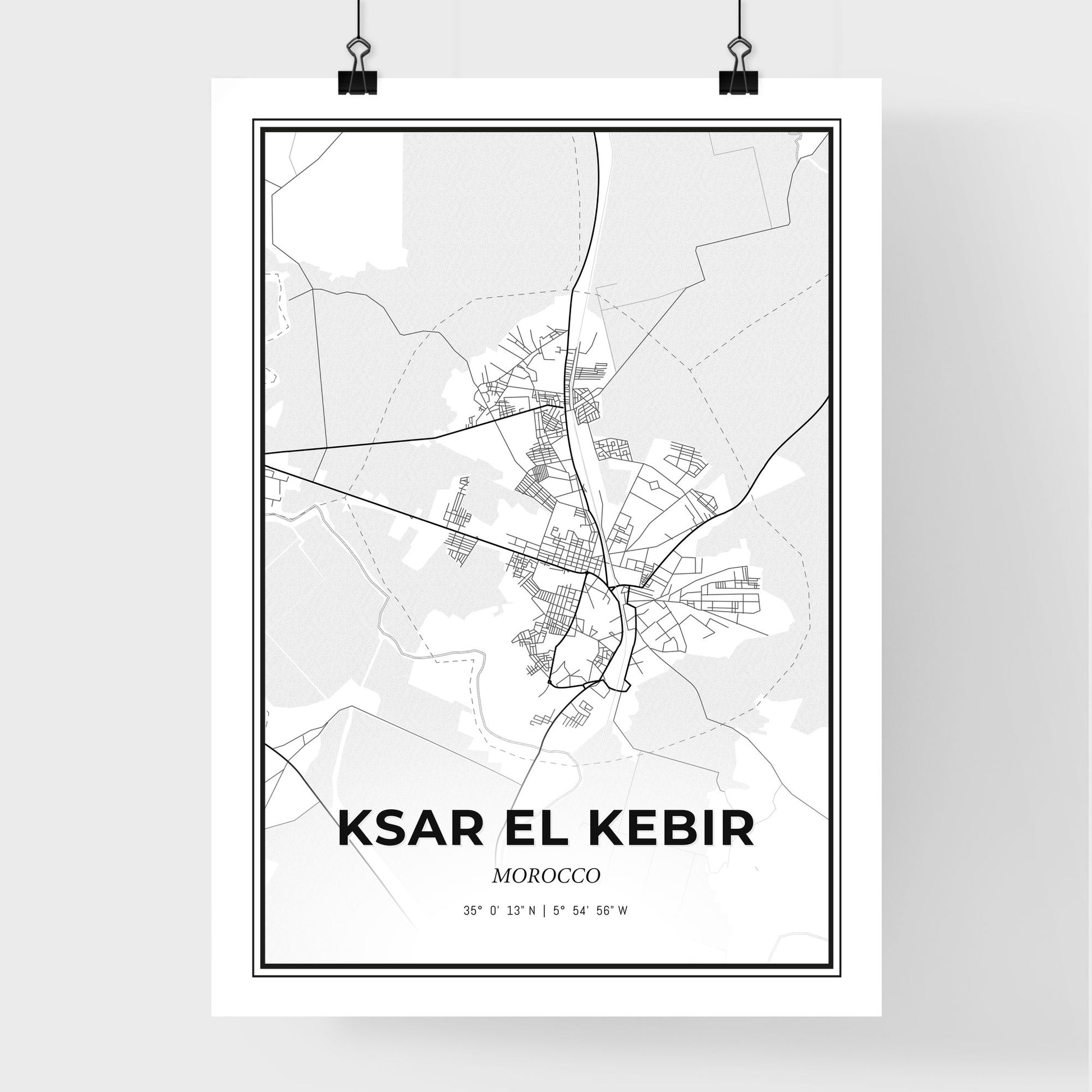 Ksar El Kebir Morocco - Premium City Map Poster