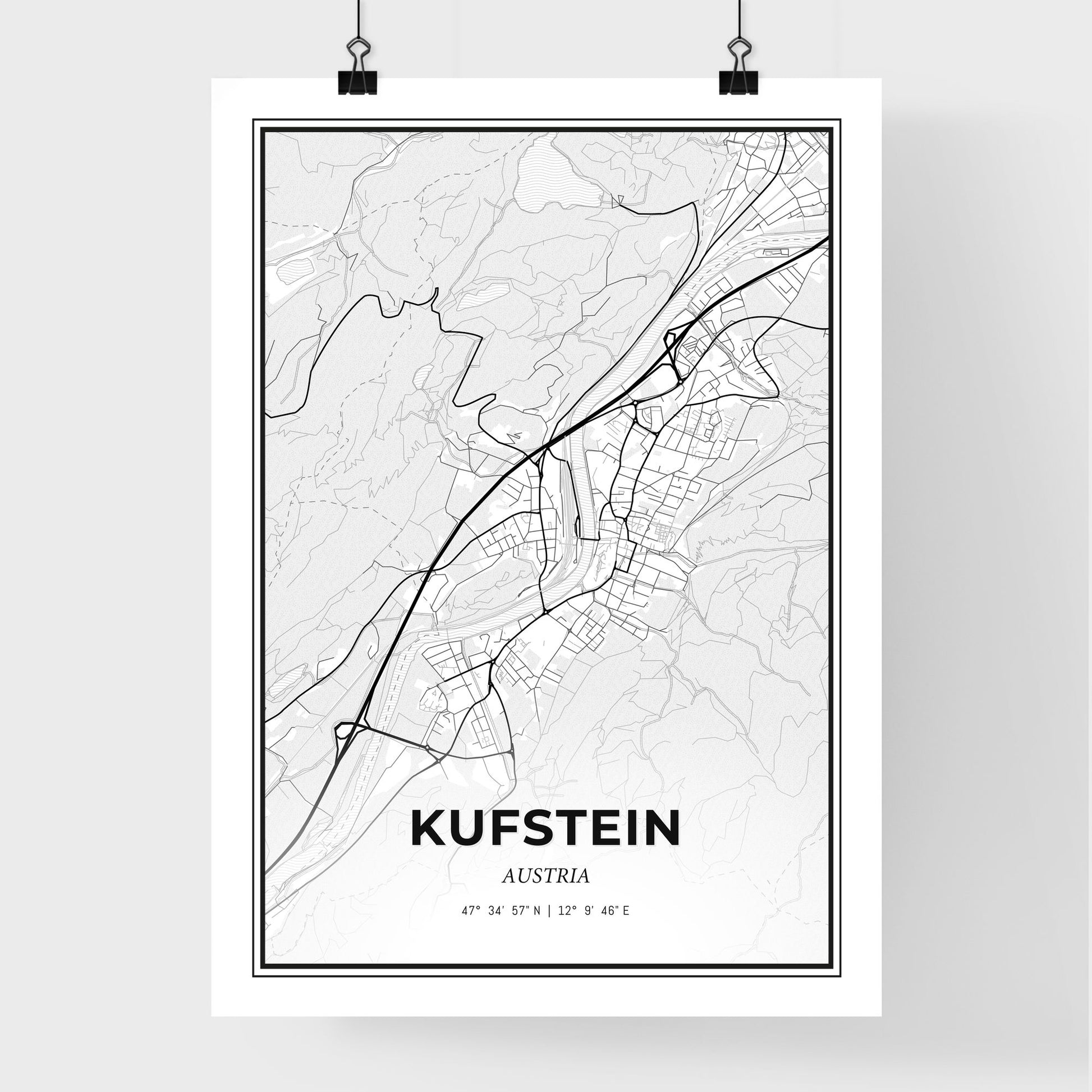 Kufstein Austria - Premium City Map Poster