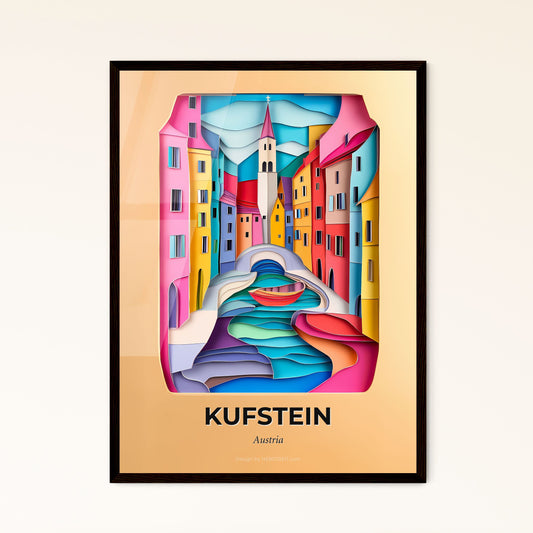 Vivid Kufstein, Austria - a colorful city with a bridge and a boat