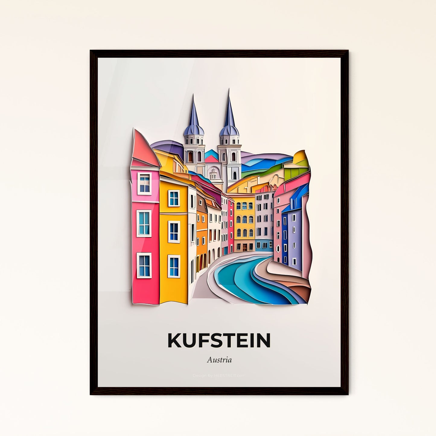 Vivid Kufstein, Austria - a paper cut of a city with a river