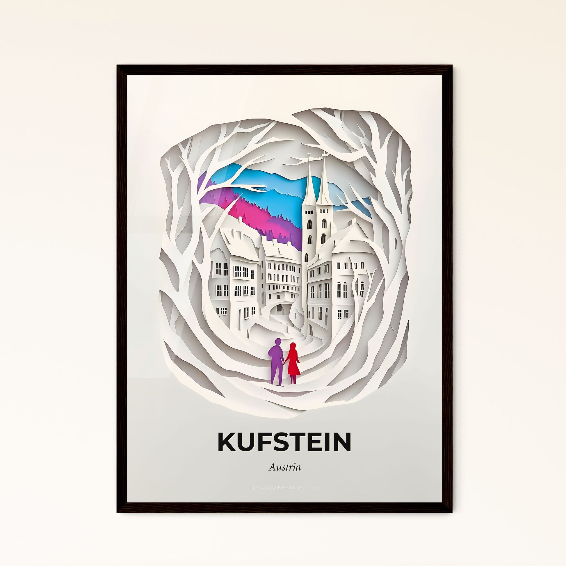 Vivid Kufstein, Austria - a couple is standing in a paper cut city