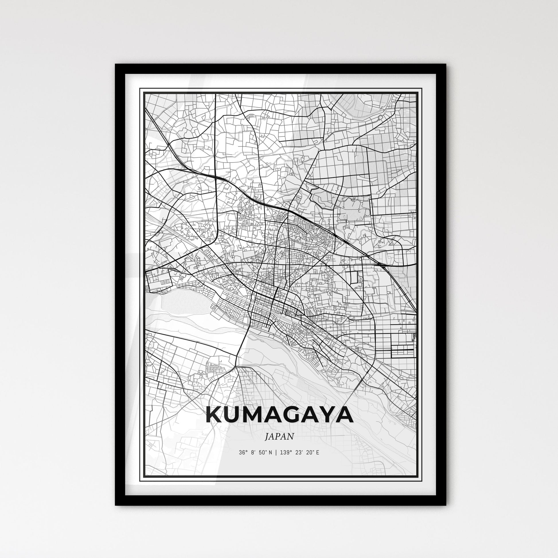 Kumagaya Japan - Scandinavian Style City Map for Modern Home Decor