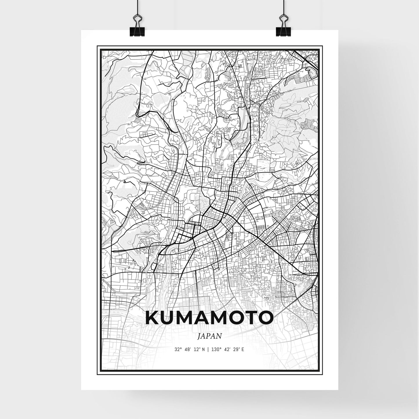 Kumamoto Japan - Premium City Map Poster