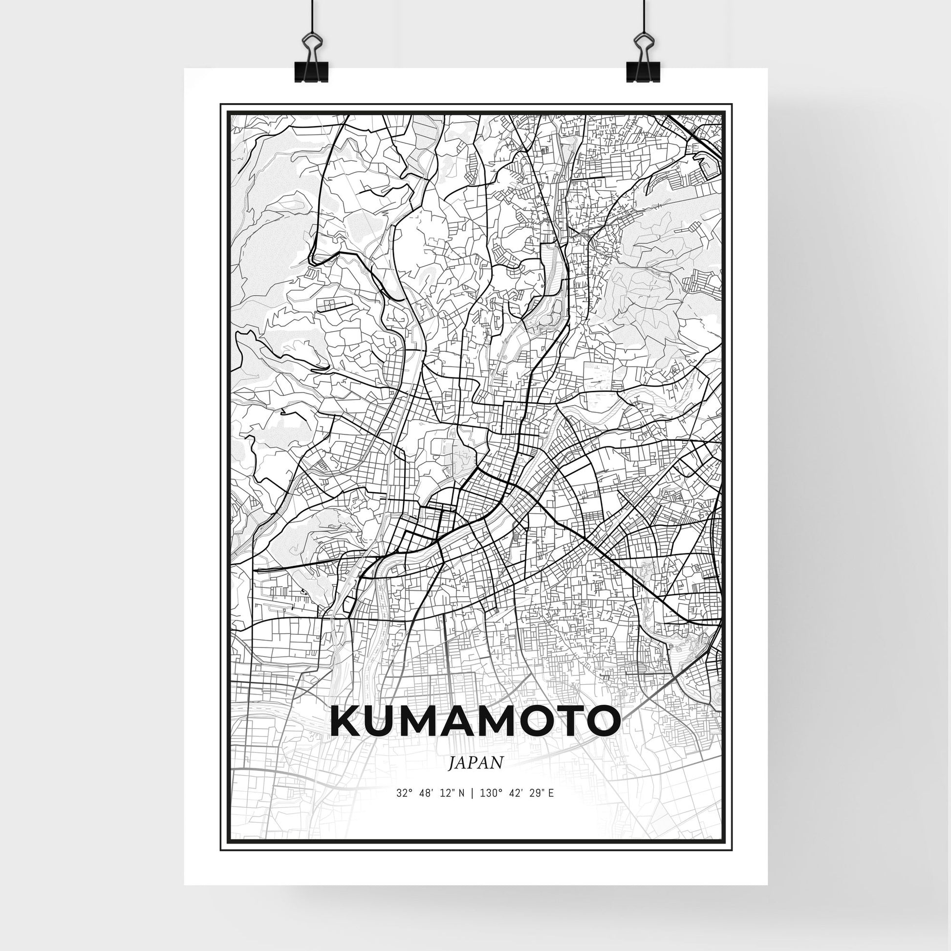 Kumamoto Japan - Premium City Map Poster