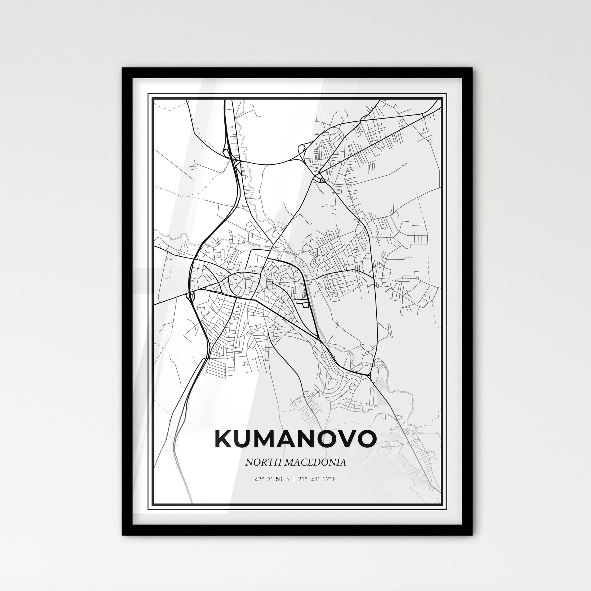 Kumanovo North Macedonia - Scandinavian Style City Map for Modern Home Decor