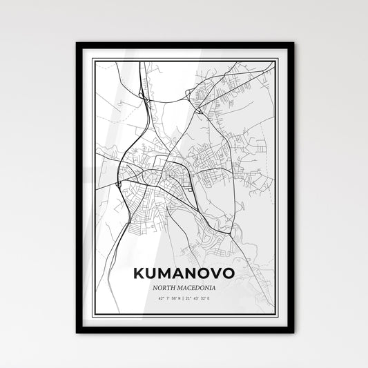 Kumanovo North Macedonia - Scandinavian Style City Map for Modern Home Decor