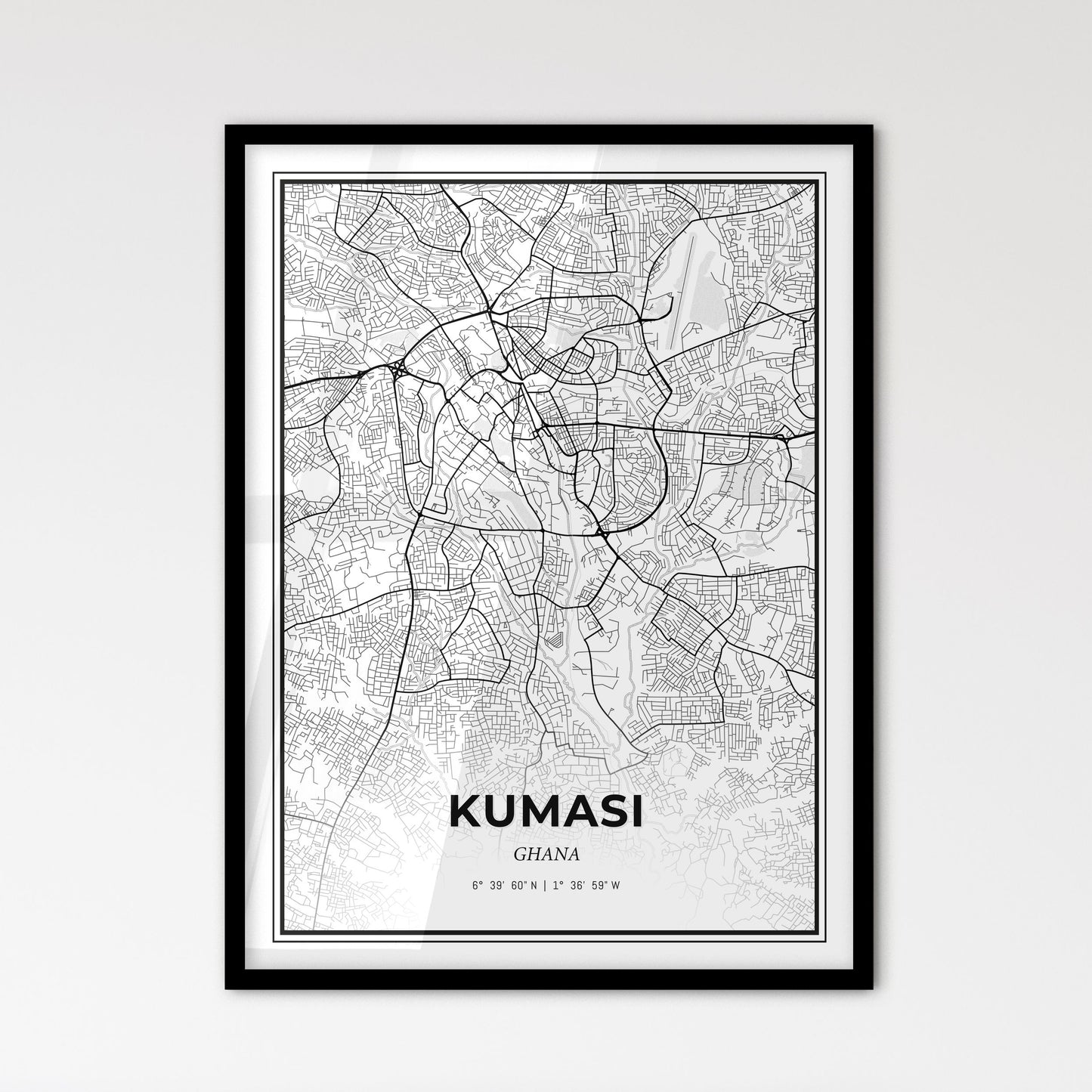 Kumasi Ghana - Scandinavian Style City Map for Modern Home Decor