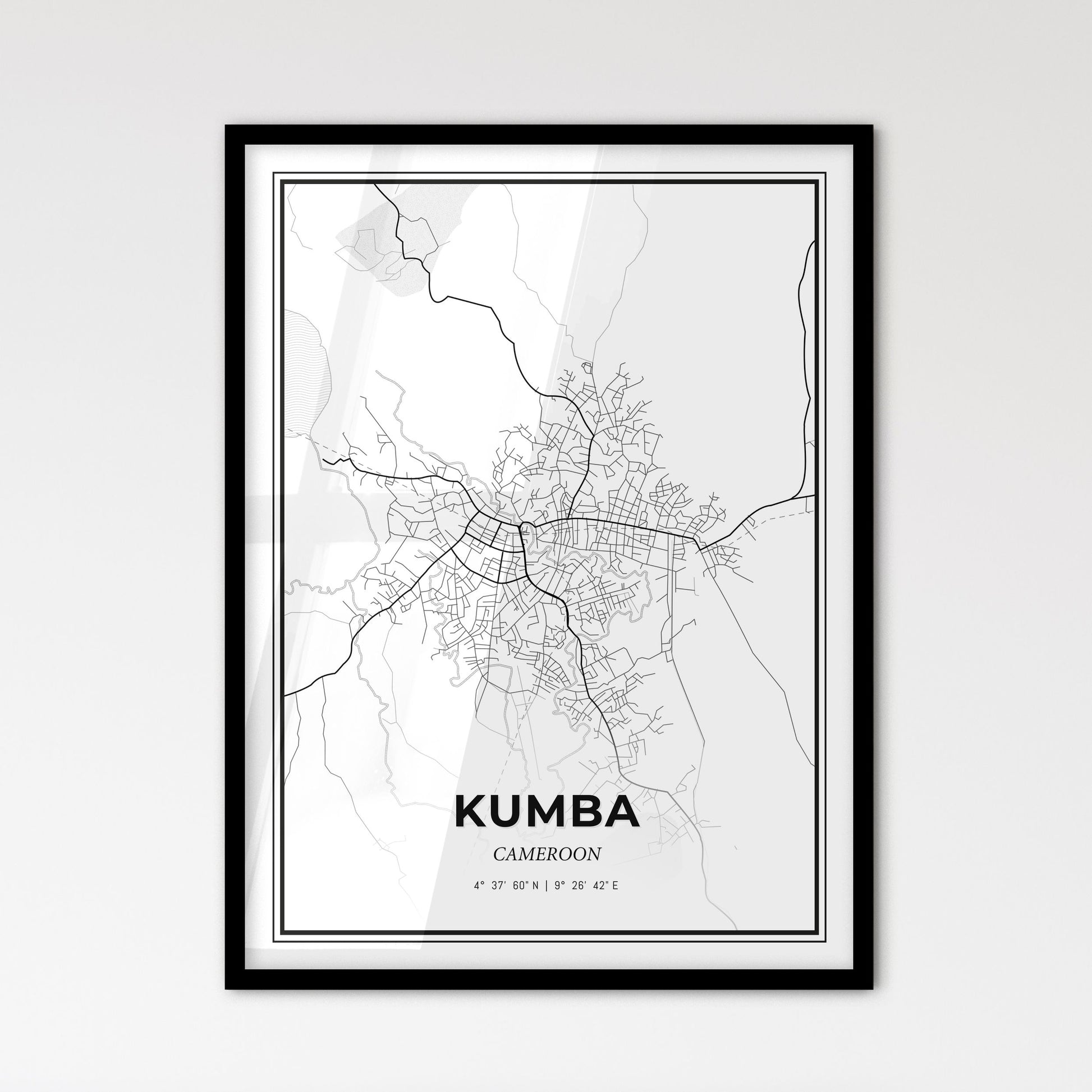 Kumba Cameroon - Scandinavian Style City Map for Modern Home Decor