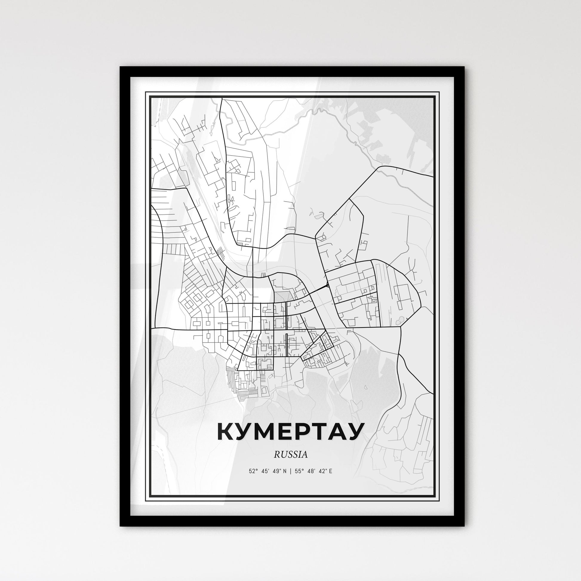 Kumertau Russia - Scandinavian Style City Map for Modern Home Decor