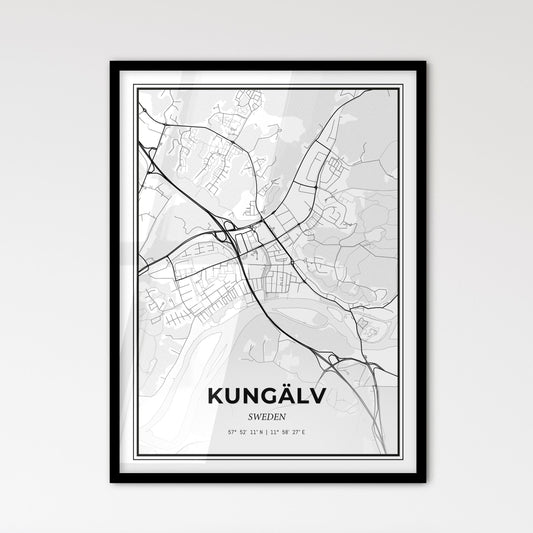 Kungälv Sweden - Scandinavian Style City Map for Modern Home Decor