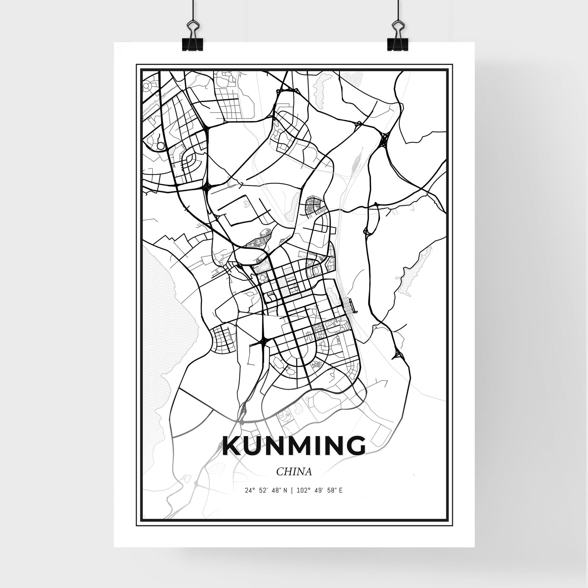 Kunming China - Premium City Map Poster