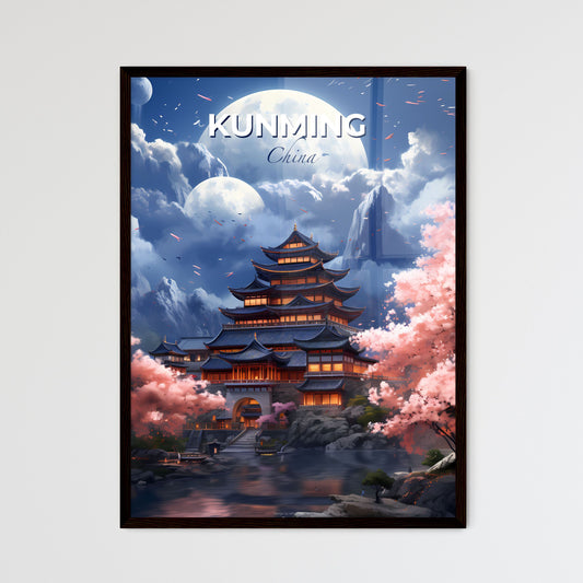 Kunming China Skyline Art Painting Artistic Building Pagoda Lake Trees Default Title