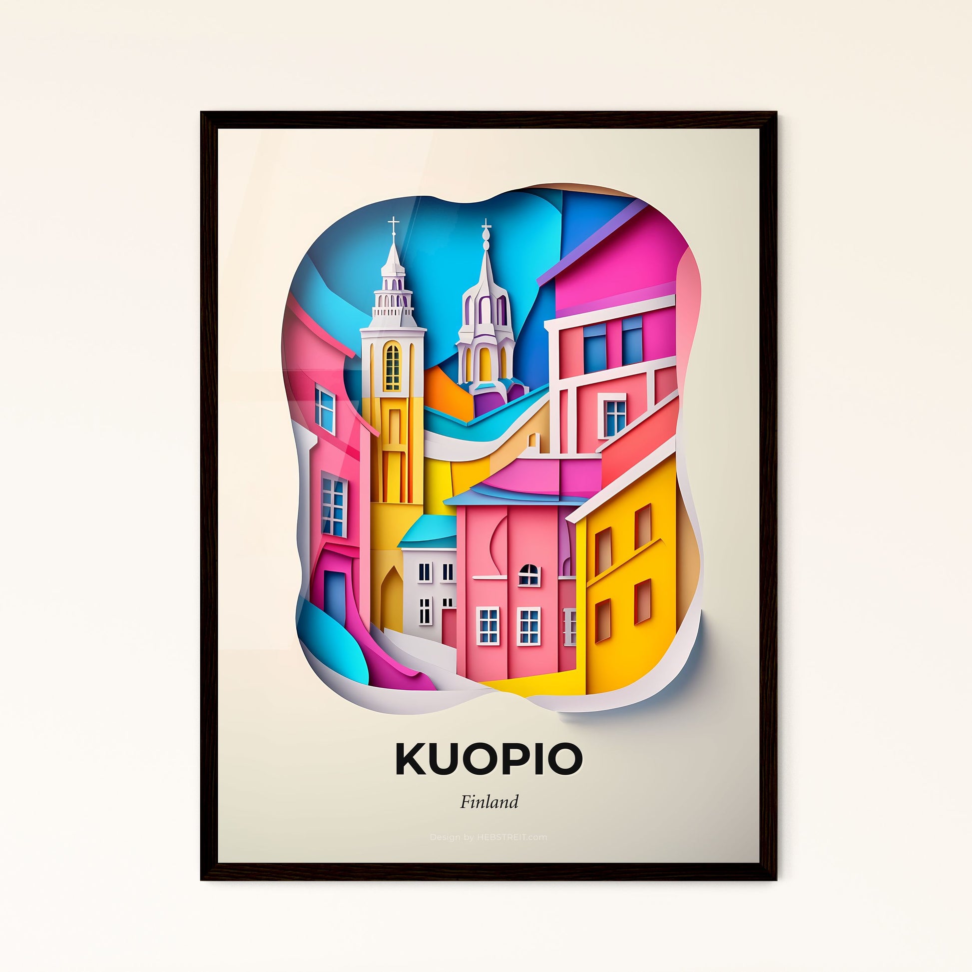 Vivid Kuopio, Finland - a paper cut of a city with a clock tower