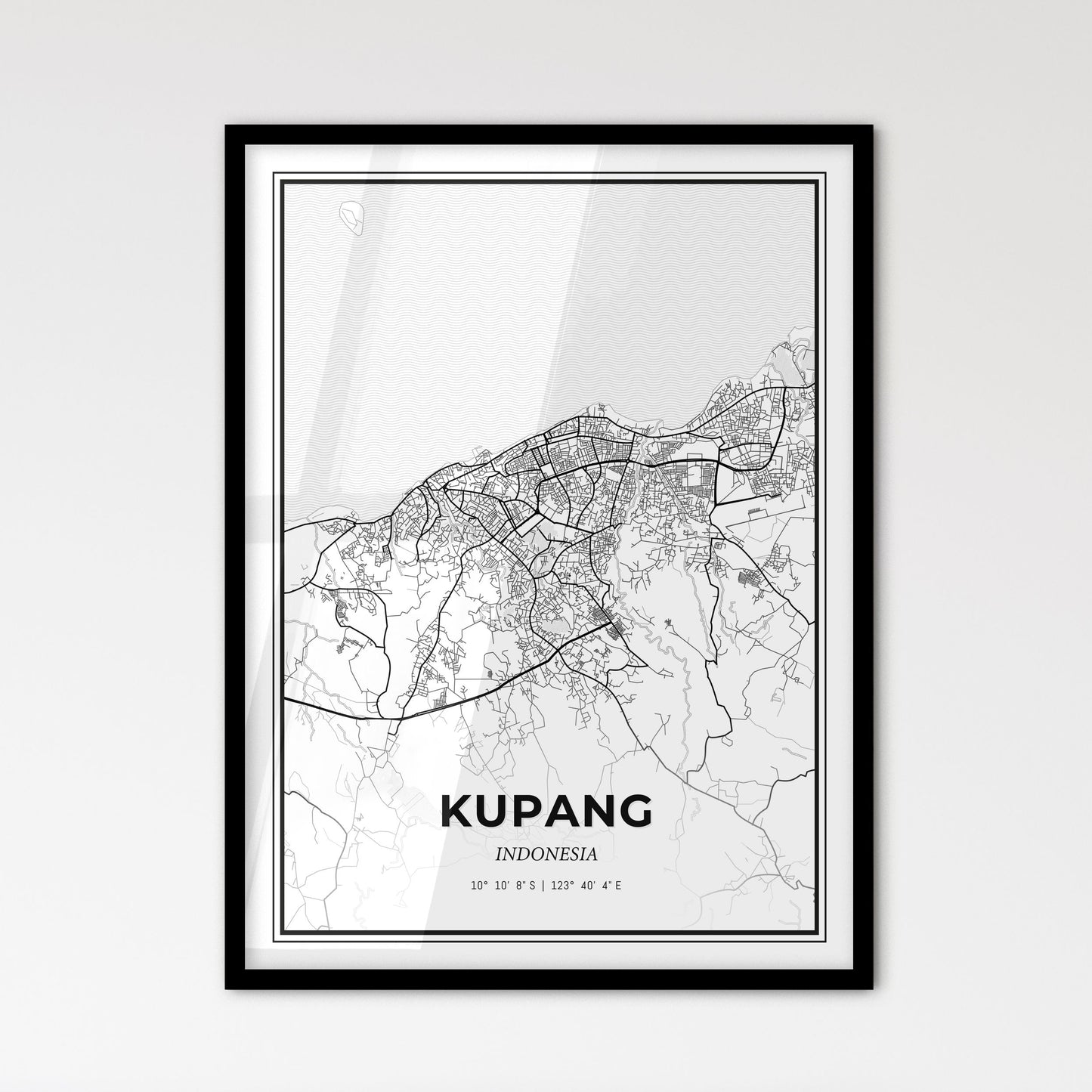 Kupang Indonesia - Scandinavian Style City Map for Modern Home Decor