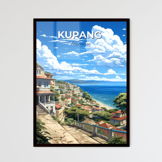 Colorful Kupang Indonesia City Skyline Art Painting by the Ocean Default Title