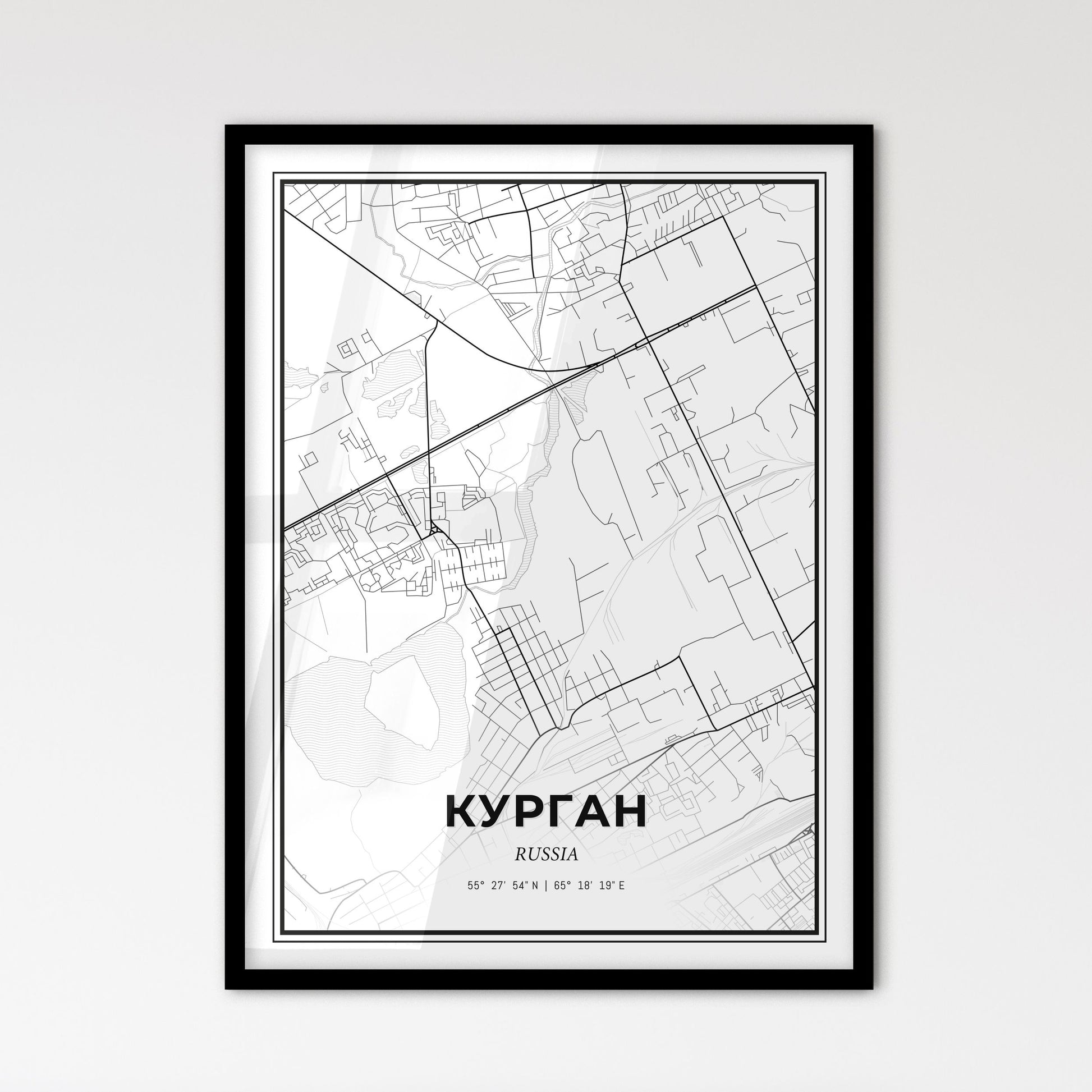 Kurgan Russia - Scandinavian Style City Map for Modern Home Decor