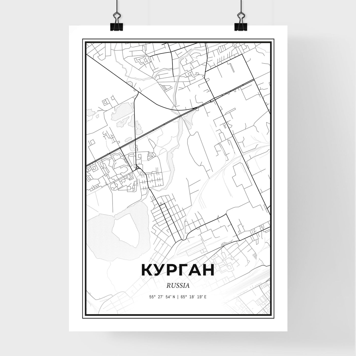 Kurgan Russia - Premium City Map Poster