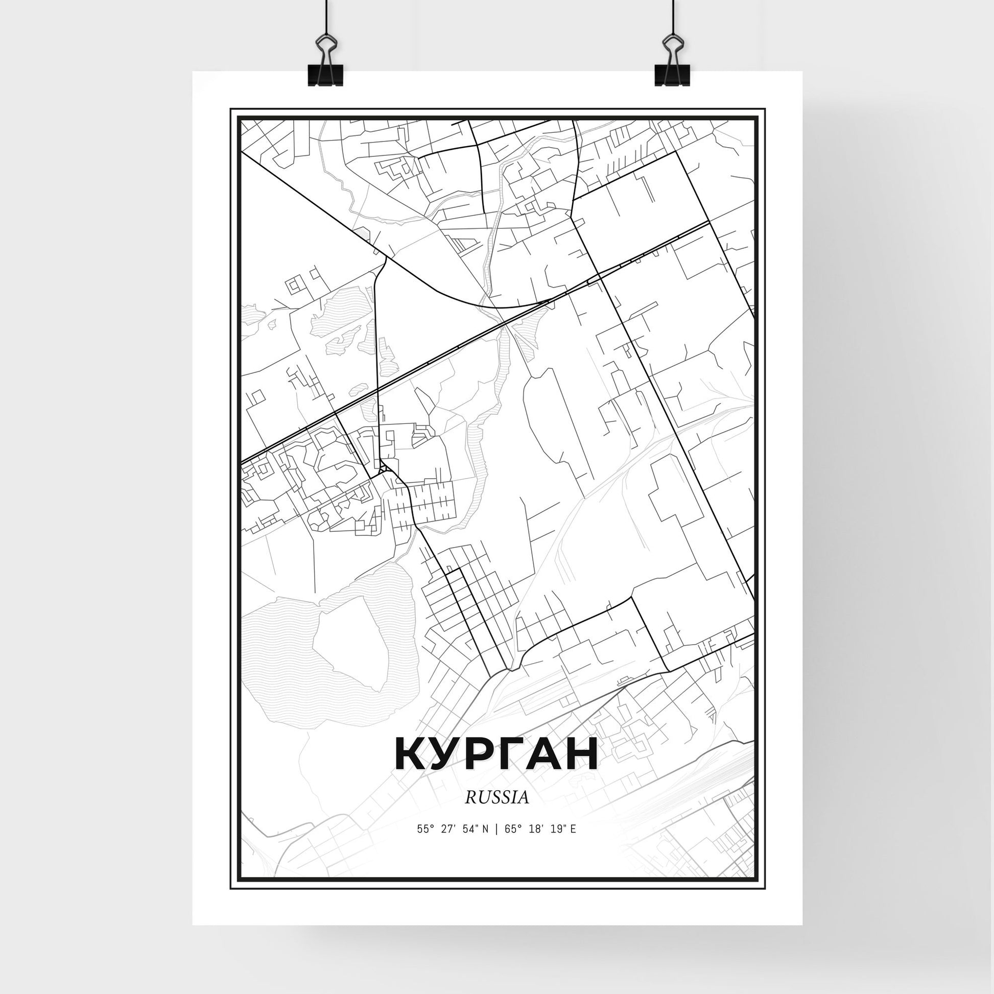 Kurgan Russia - Premium City Map Poster