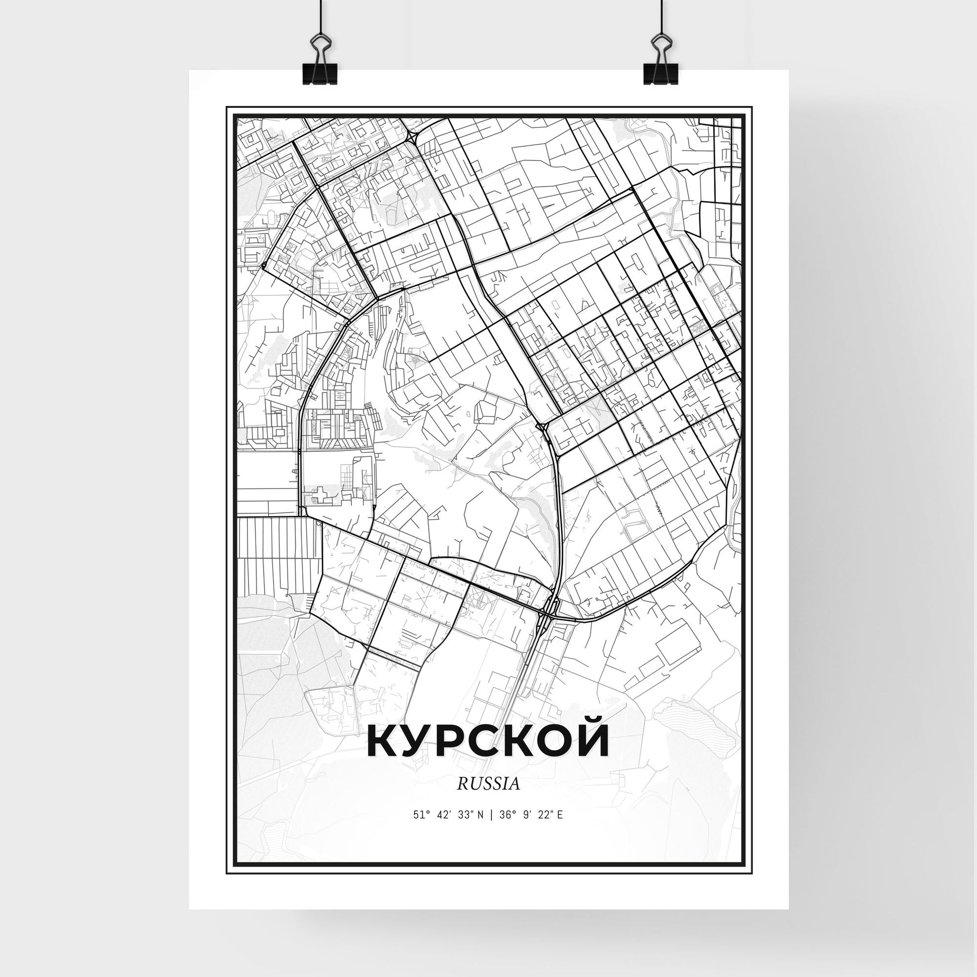 Kursk Russia - Premium City Map Poster