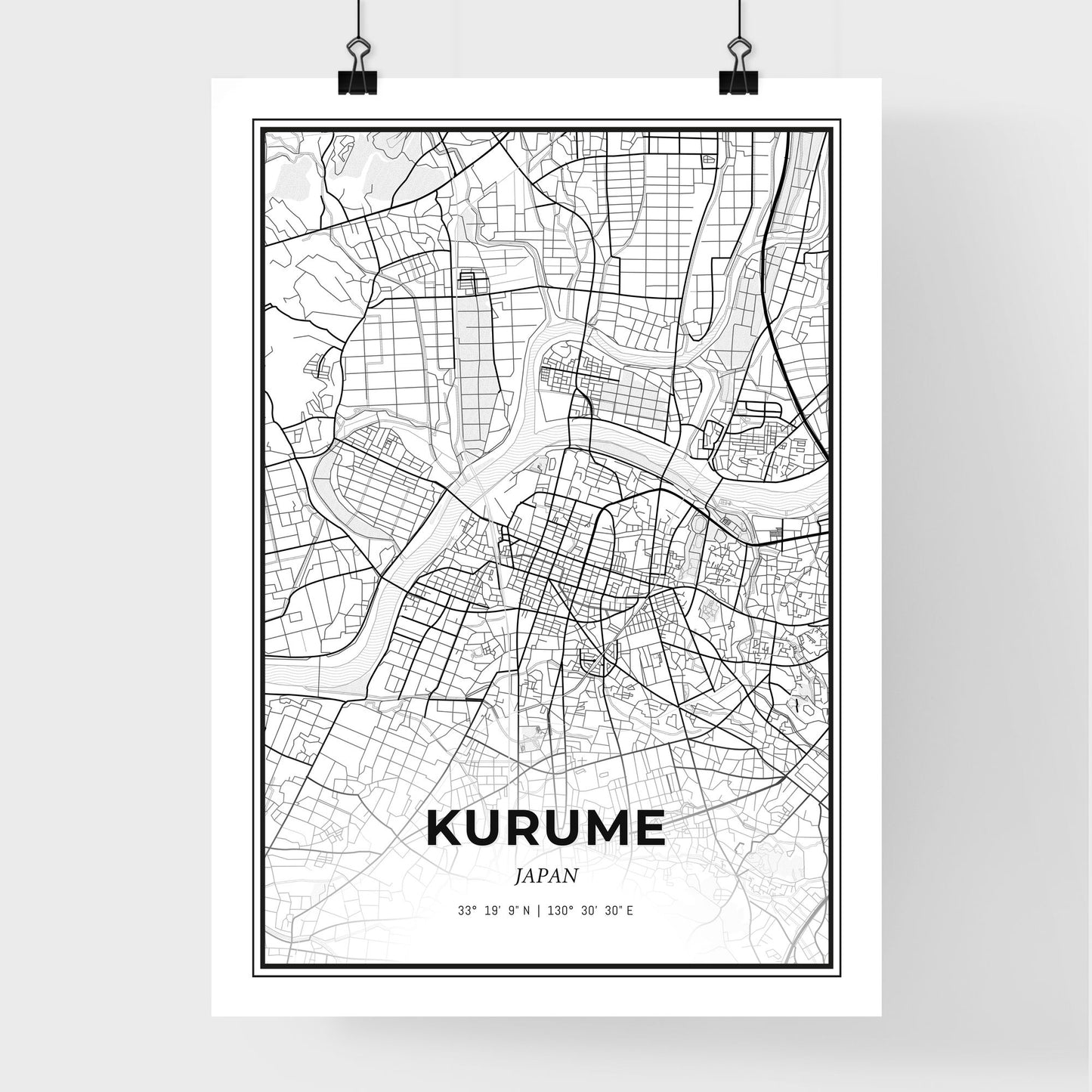 Kurume Japan - Premium City Map Poster