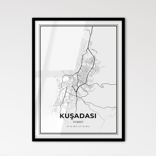 Kuşadası Turkey - Scandinavian Style City Map for Modern Home Decor