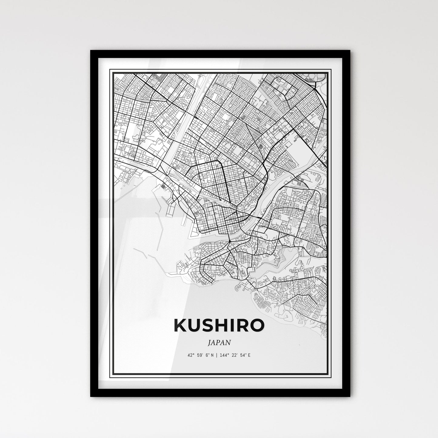 Kushiro Japan - Scandinavian Style City Map for Modern Home Decor