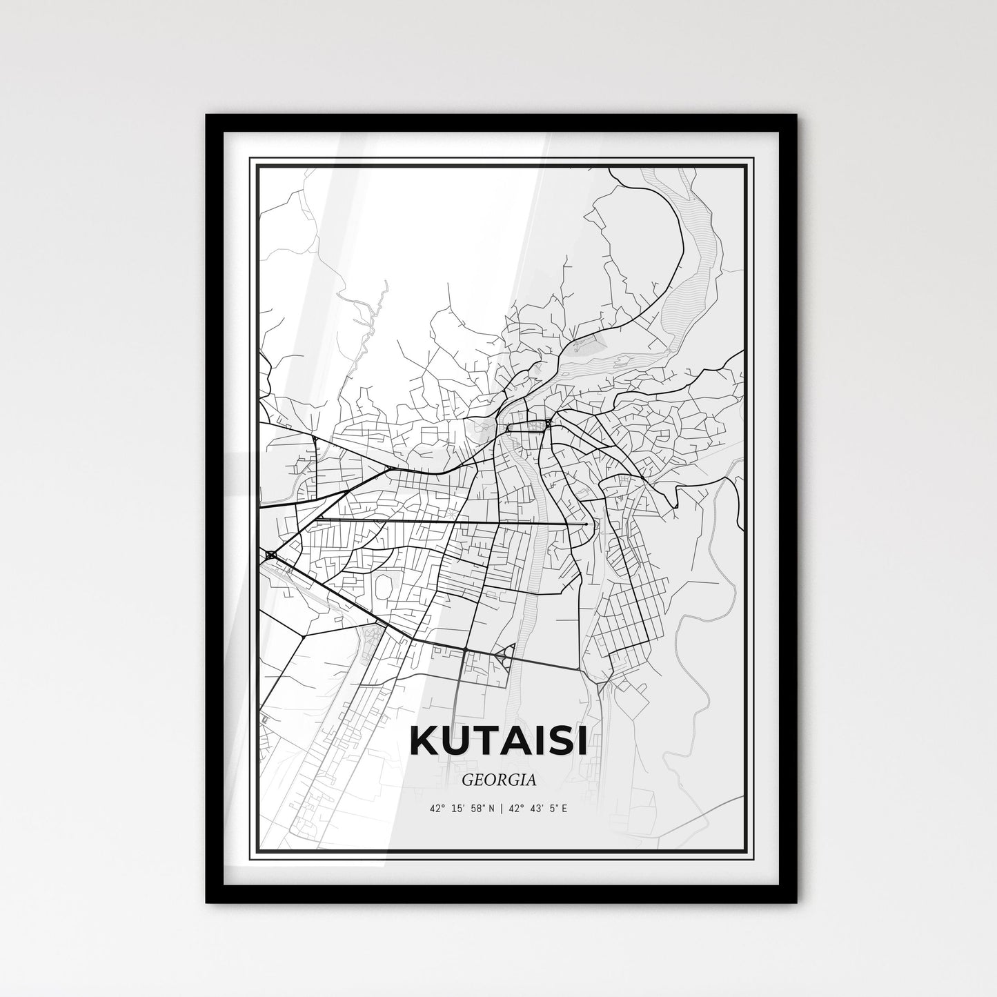 Kutaisi Georgia - Scandinavian Style City Map for Modern Home Decor