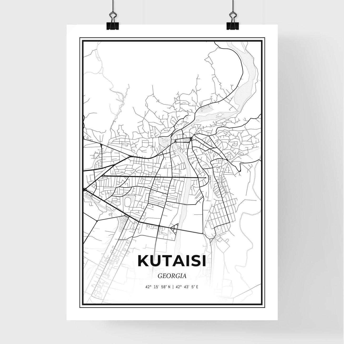 Kutaisi Georgia - Premium City Map Poster