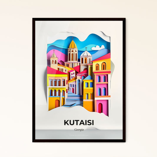 Vivid Kutaisi, Georgia - a paper cut of a city with a church