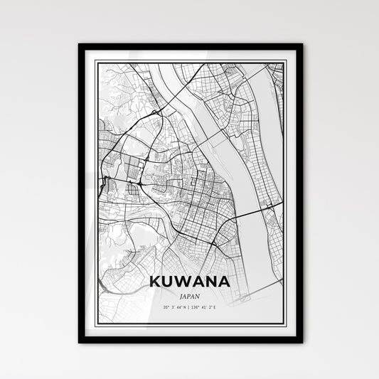 Kuwana Japan - Scandinavian Style City Map for Modern Home Decor