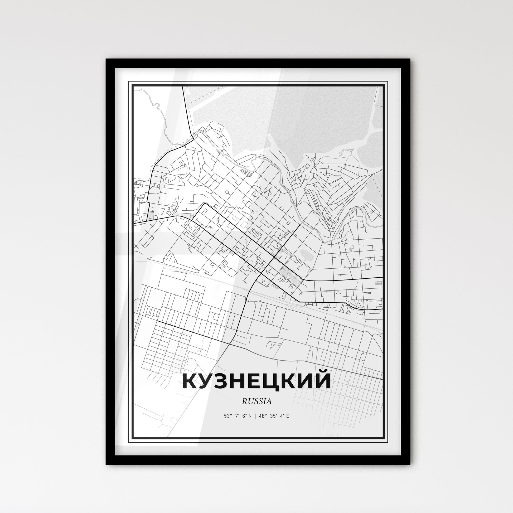 Kuznetsk Russia - Scandinavian Style City Map for Modern Home Decor