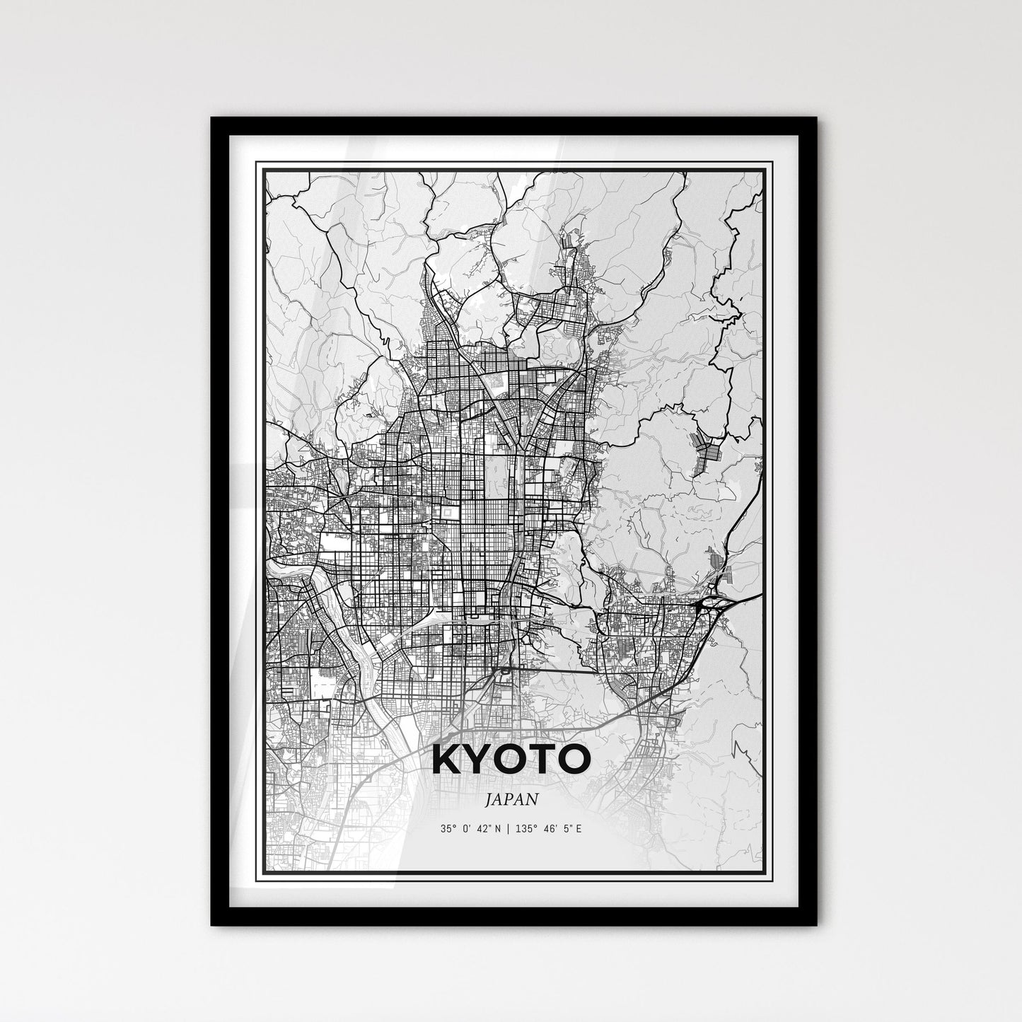 Kyoto Japan - Scandinavian Style City Map for Modern Home Decor