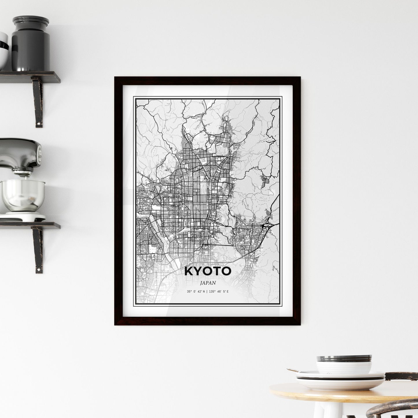 Kyoto Japan - Minimal City Map