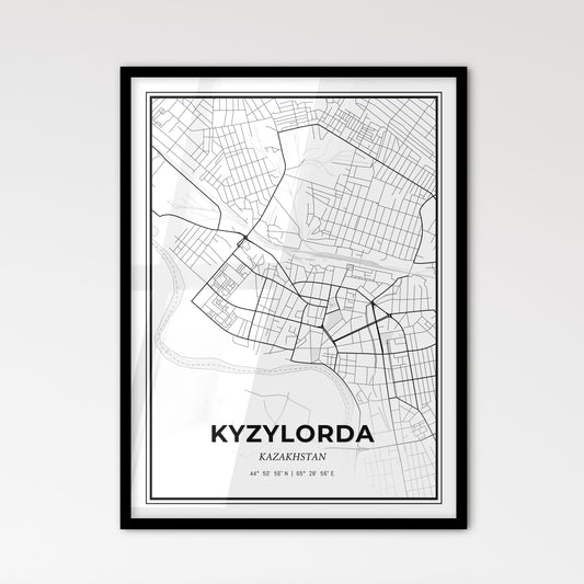 Kyzylorda Kazakhstan - Scandinavian Style City Map for Modern Home Decor