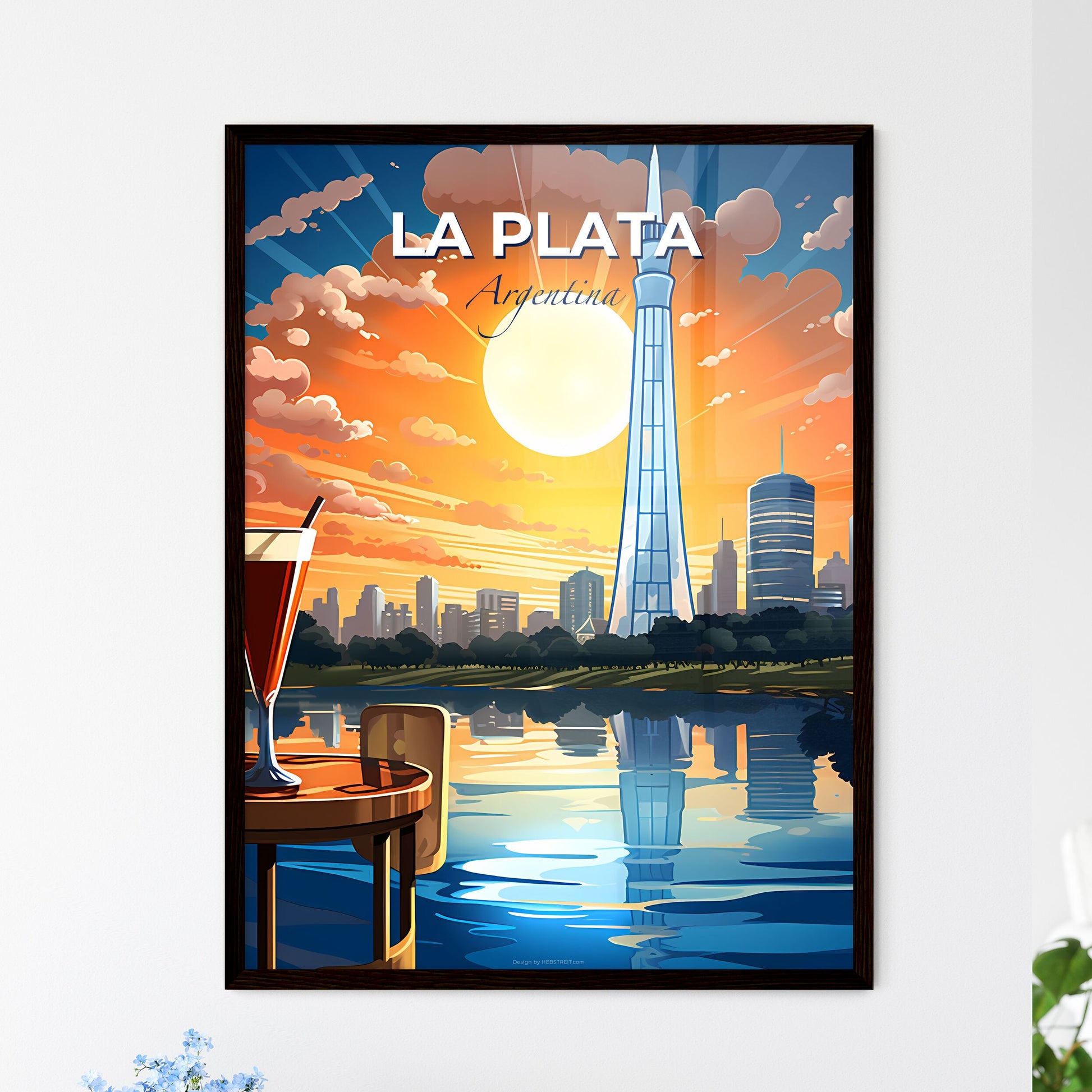 La Plata Skyline from the River Promenade with Colorful Painting in Colorful Painting Style Default Title