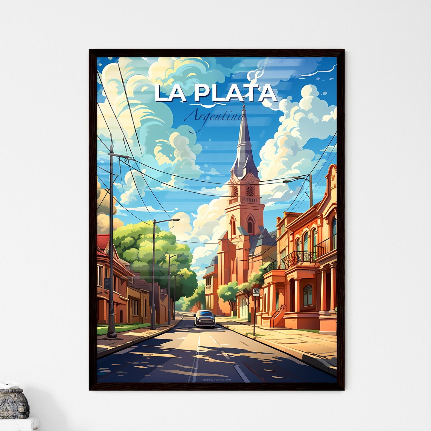 La Plata Argentina Cityscape Artistic Painting Architecture Church Tower Skyline Default Title