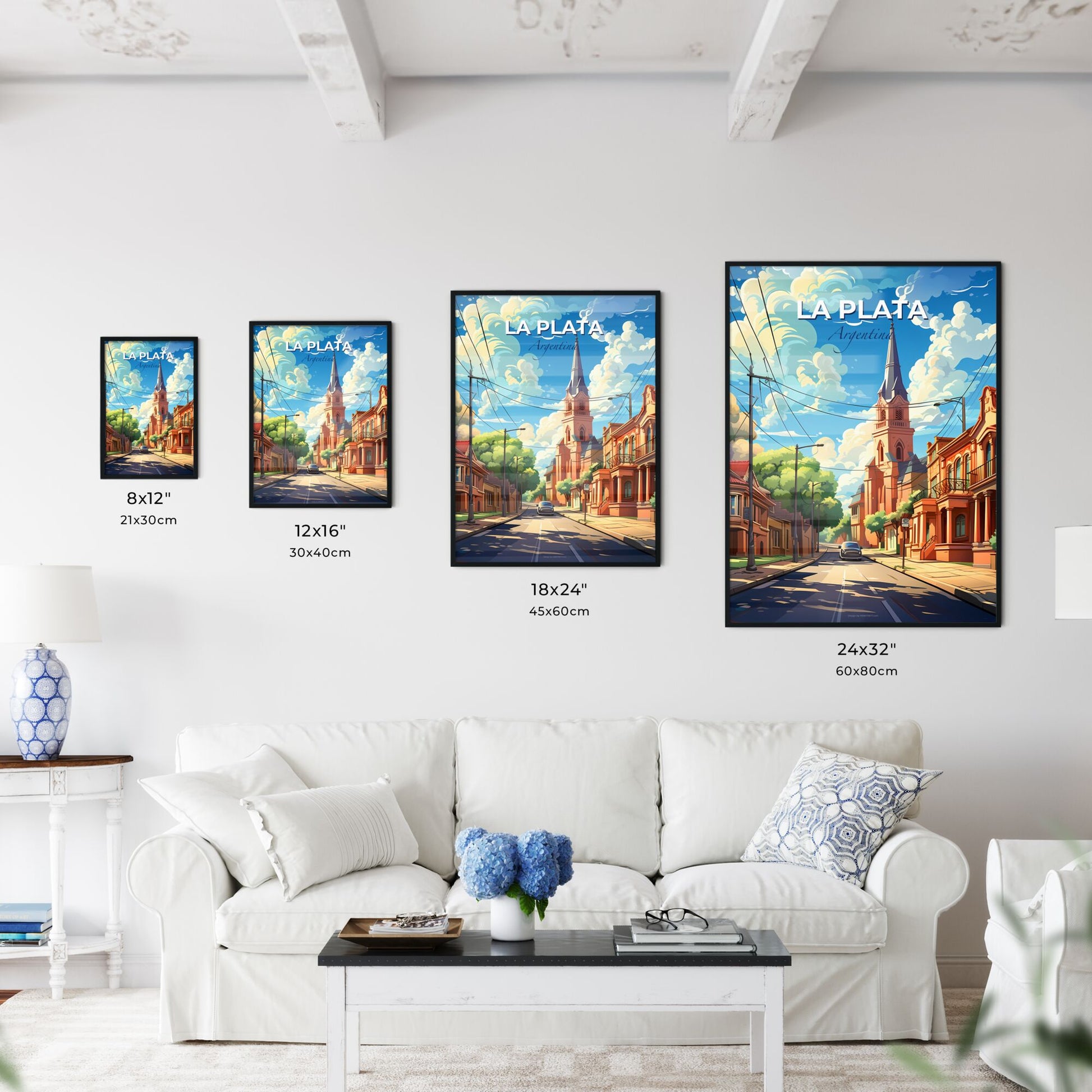 La Plata Argentina Cityscape Artistic Painting Architecture Church Tower Skyline Default Title