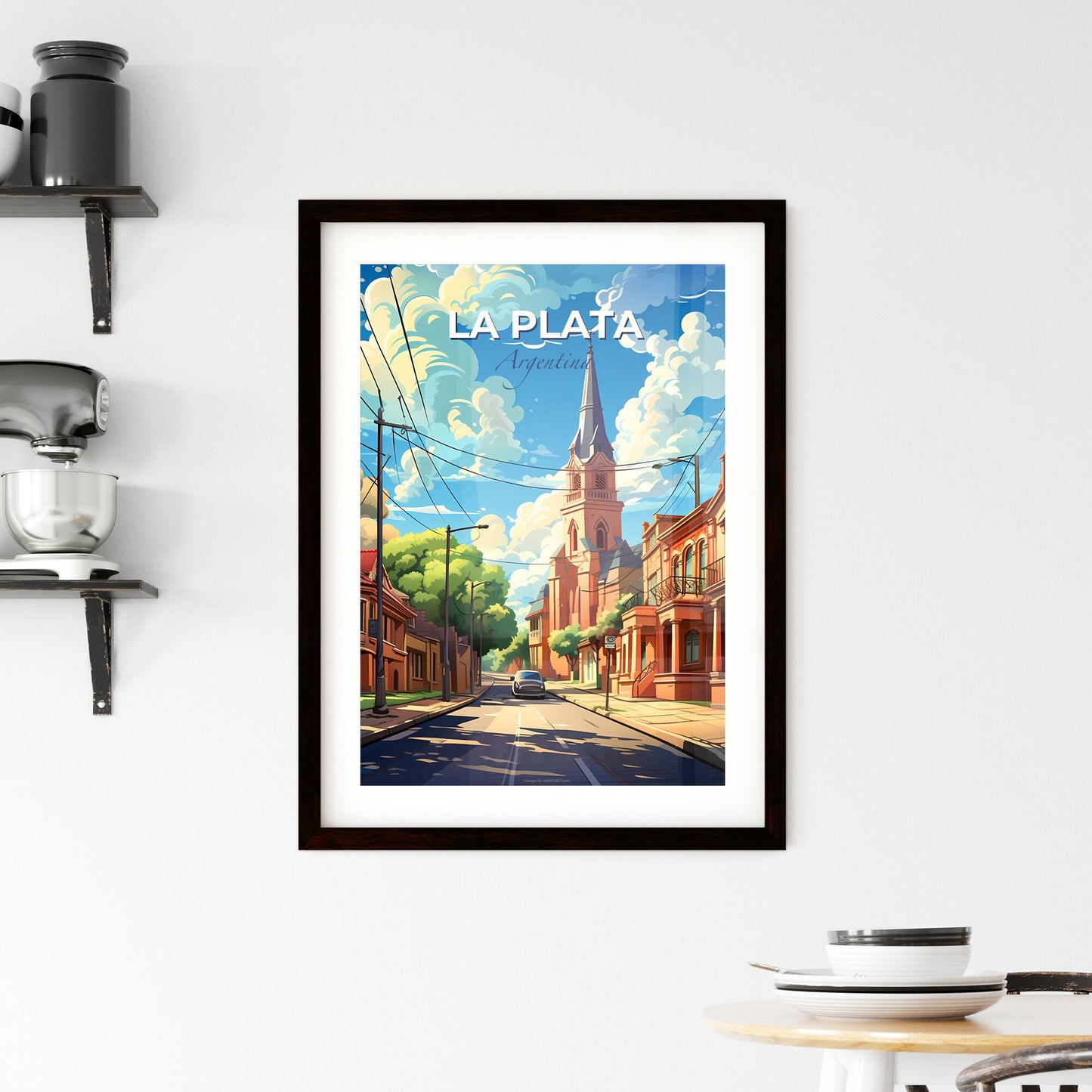 La Plata Argentina Cityscape Artistic Painting Architecture Church Tower Skyline Default Title