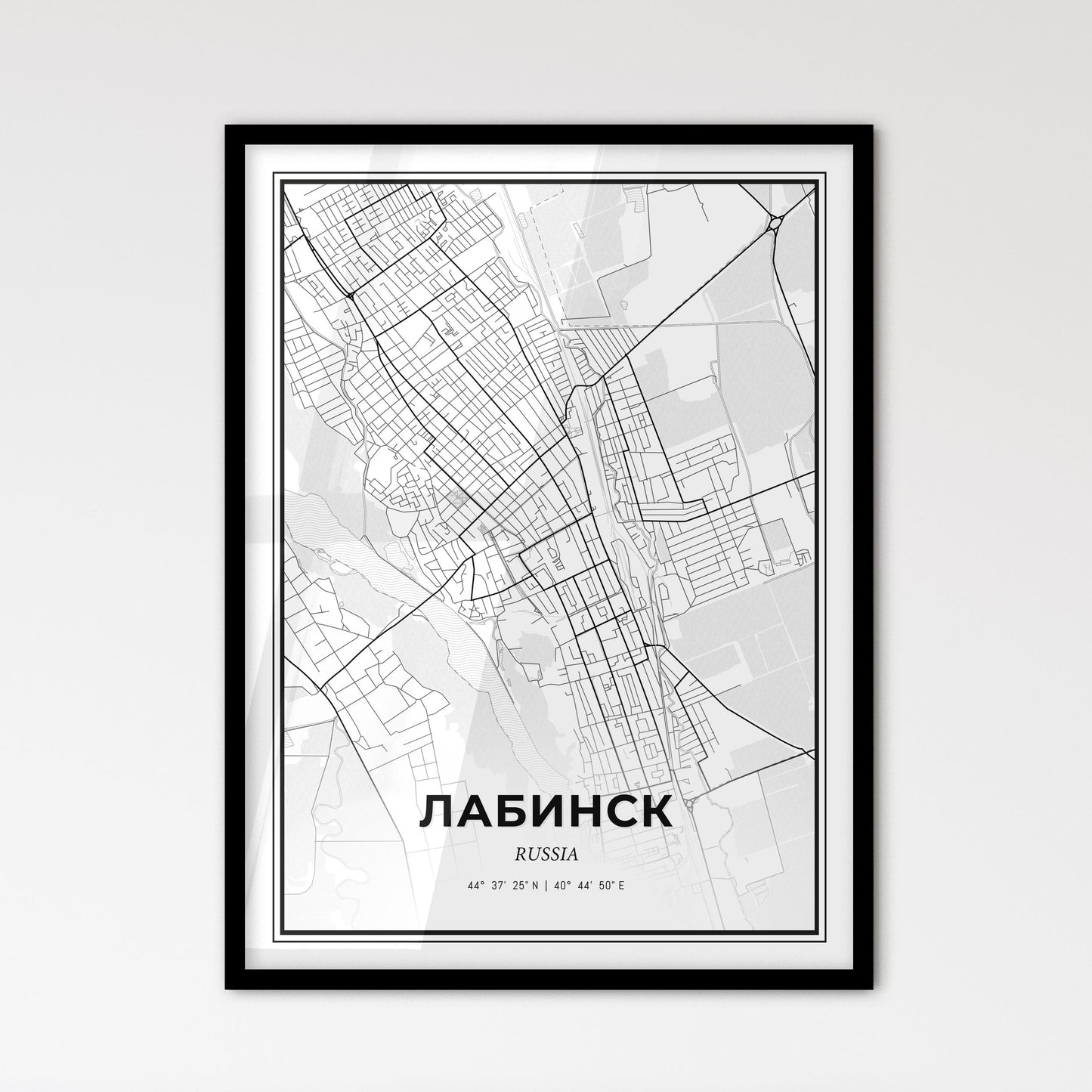 Labinsk Russia - Scandinavian Style City Map for Modern Home Decor