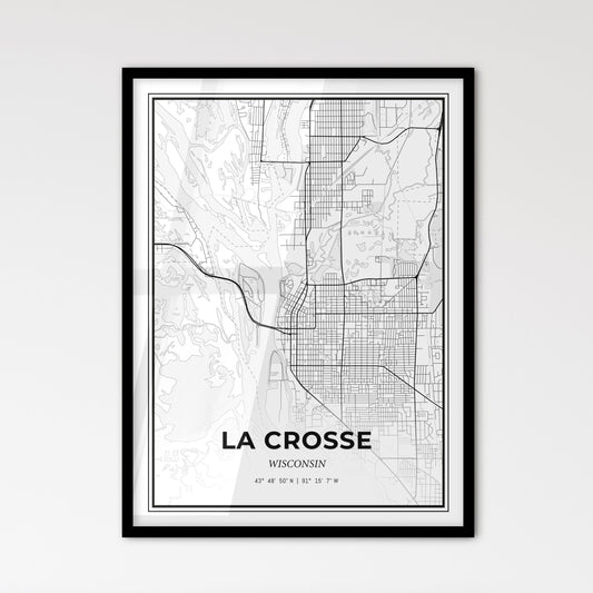 La Crosse Wisconsin - Scandinavian Style City Map for Modern Home Decor