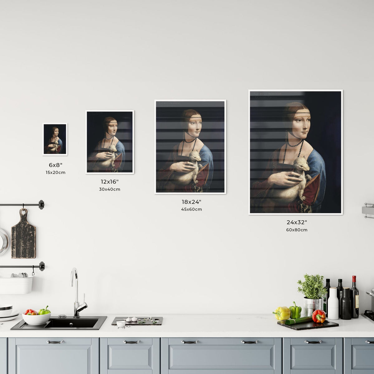 Lady with an Ermine by Leonardo da Vinci Size Chart