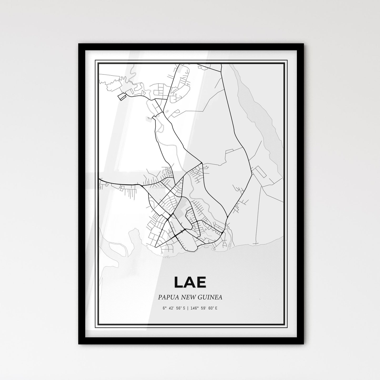 Lae Papua New Guinea - Scandinavian Style City Map for Modern Home Decor