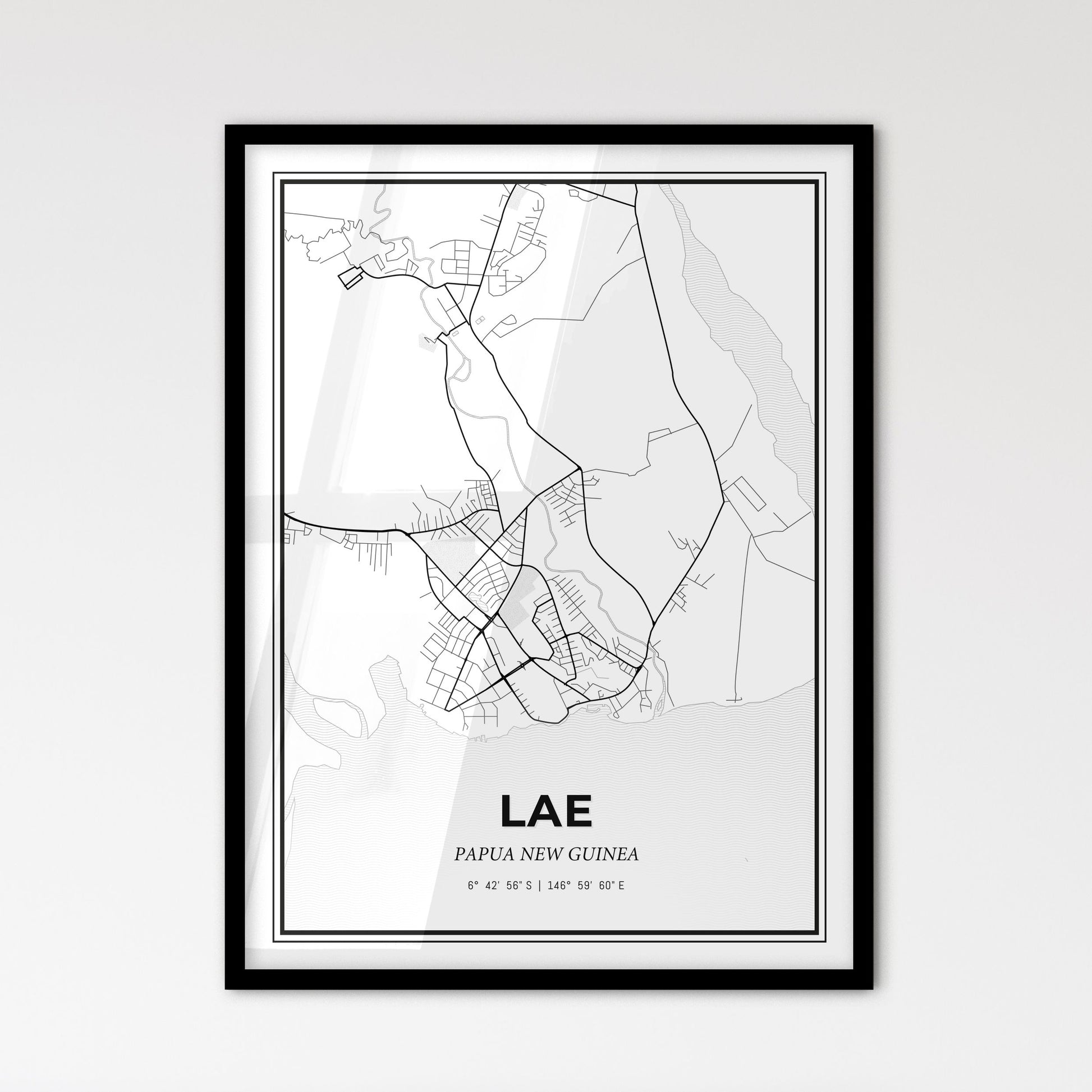 Lae Papua New Guinea - Scandinavian Style City Map for Modern Home Decor