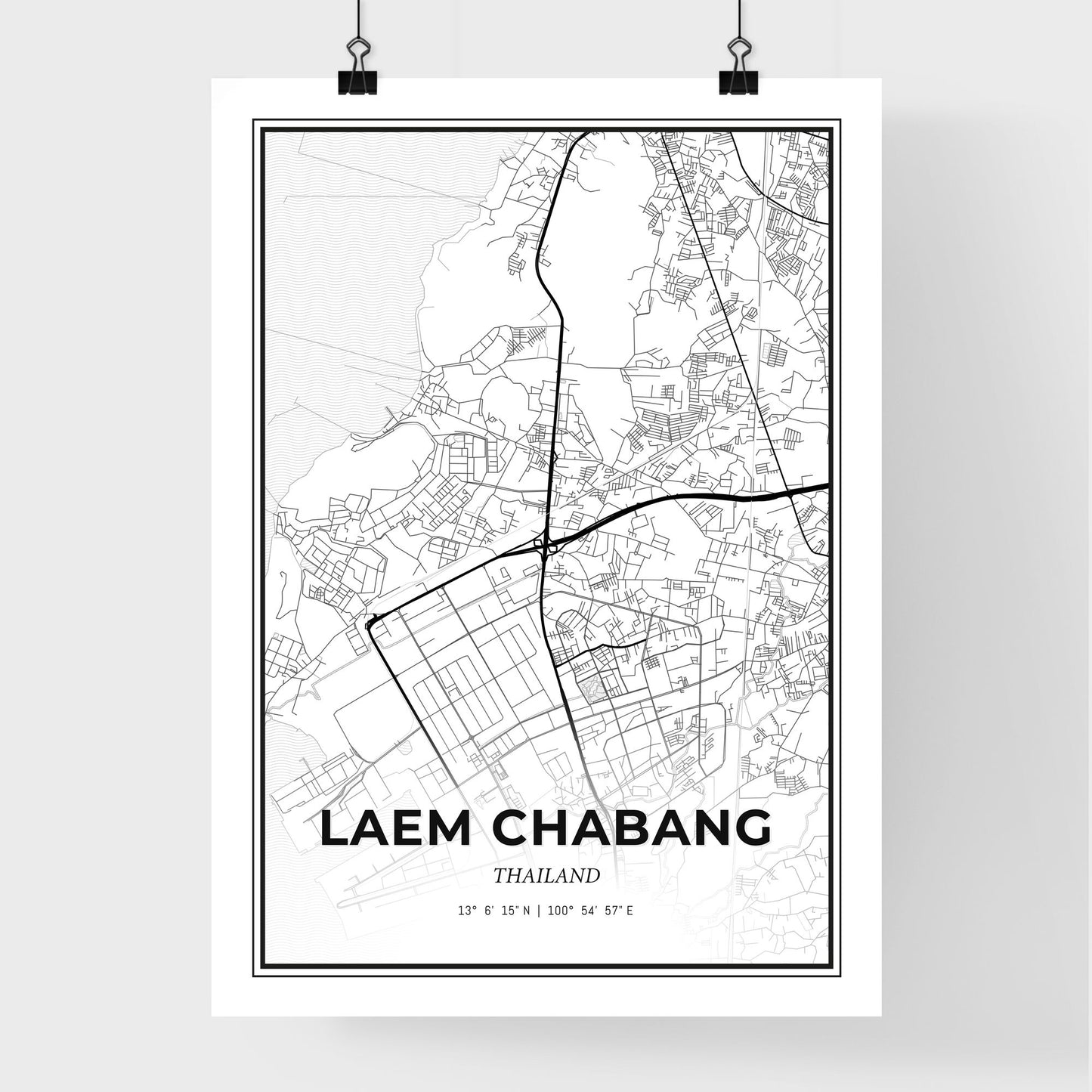 Laem Chabang Thailand - Premium City Map Poster