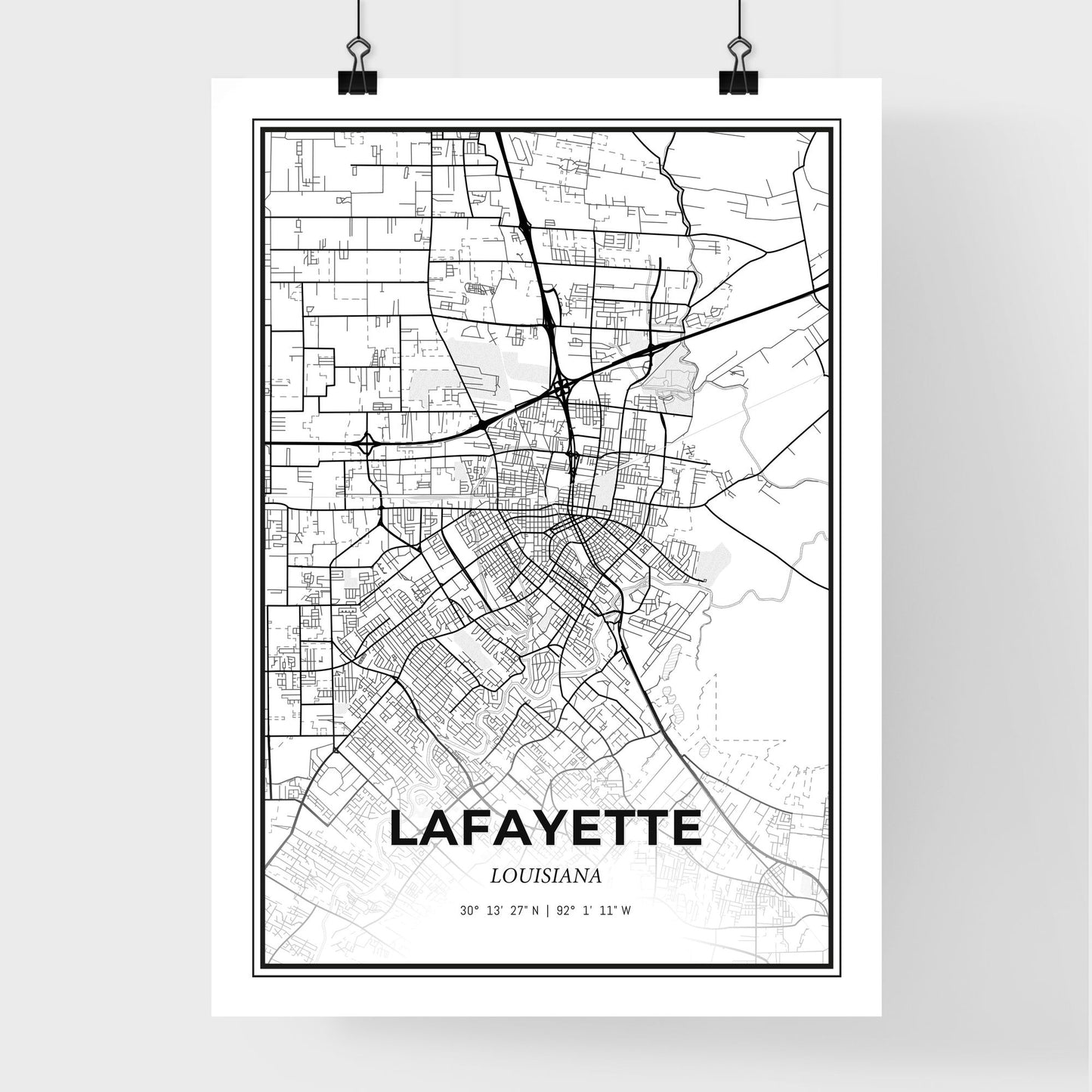 Lafayette Louisiana - Premium City Map Poster