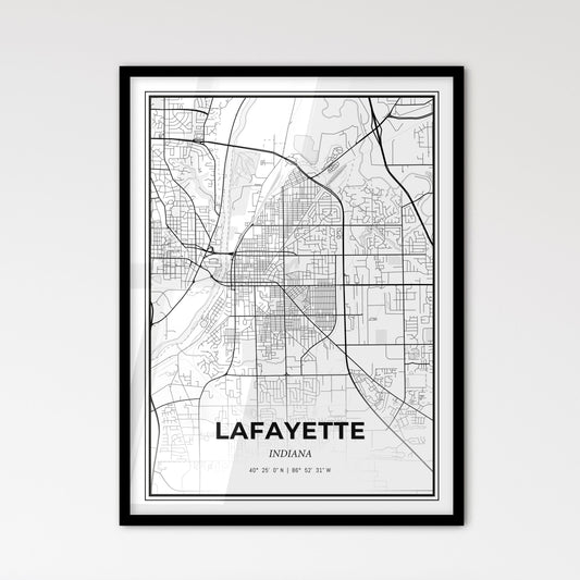 Lafayette Indiana - Scandinavian Style City Map for Modern Home Decor