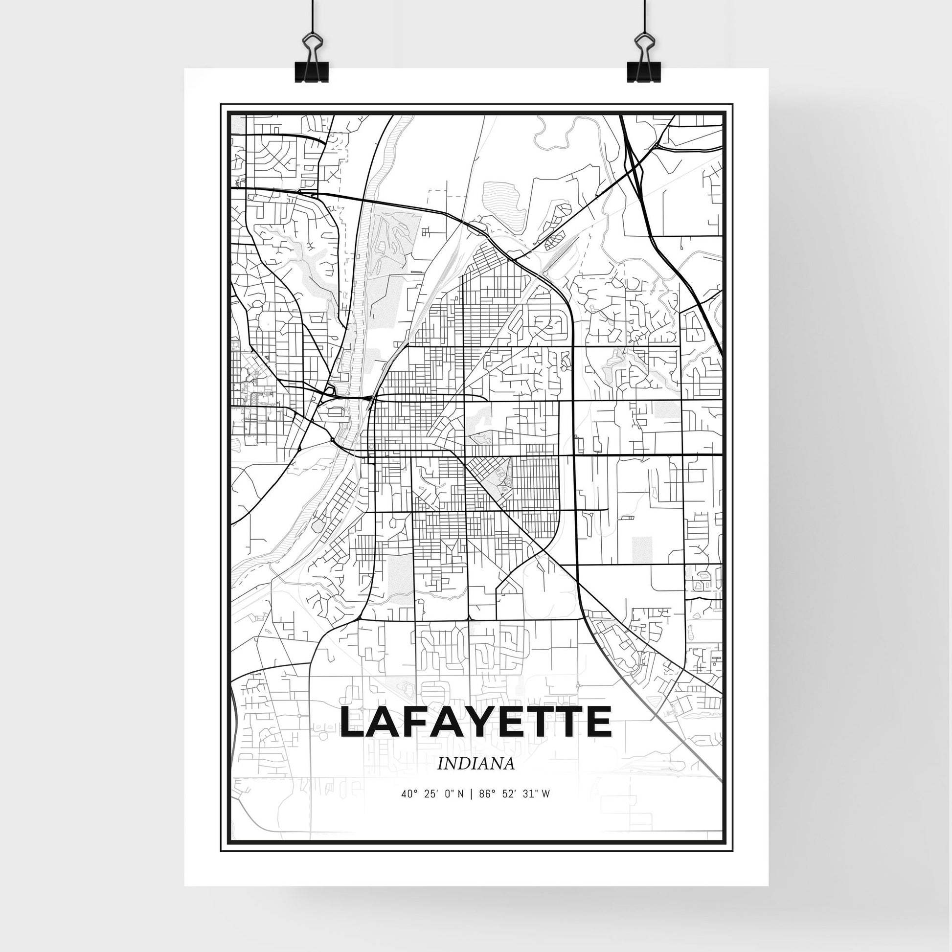 Lafayette Indiana - Premium City Map Poster