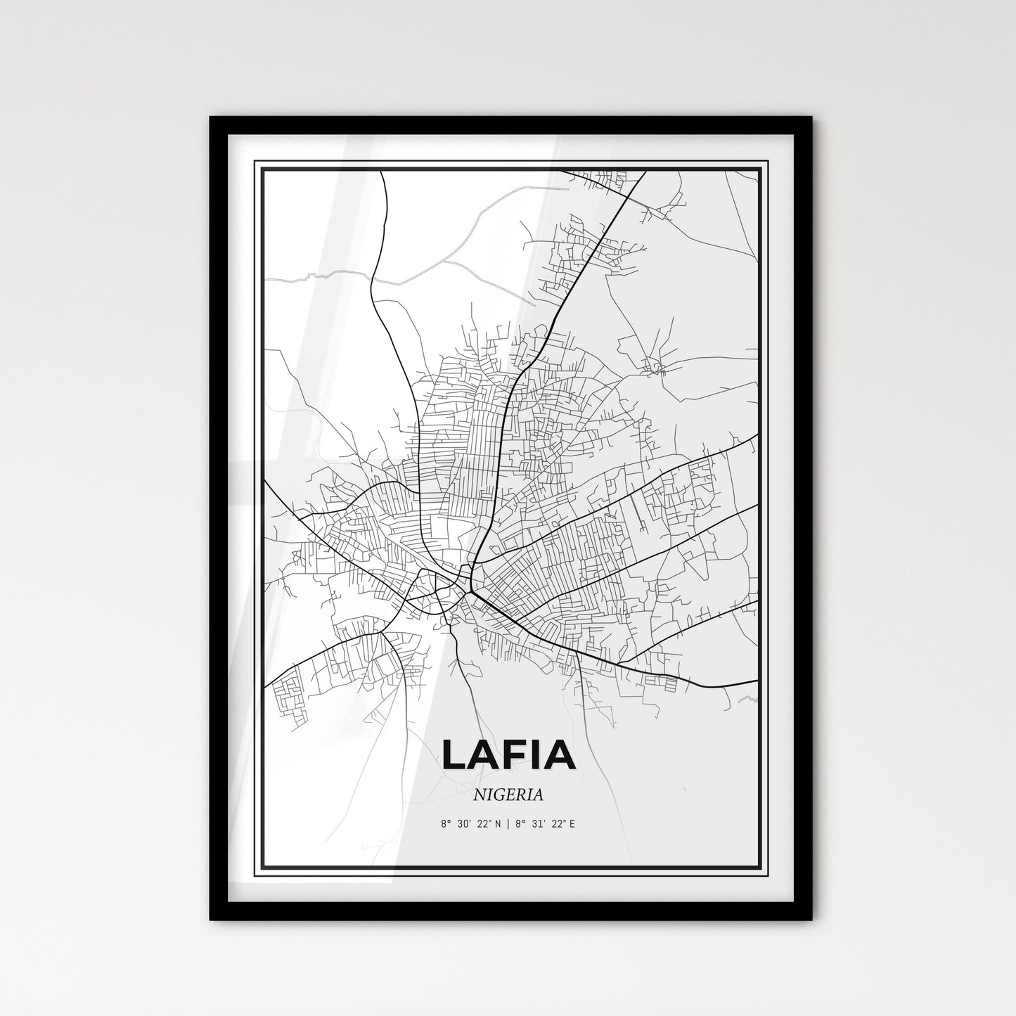 Lafia Nigeria - Scandinavian Style City Map for Modern Home Decor